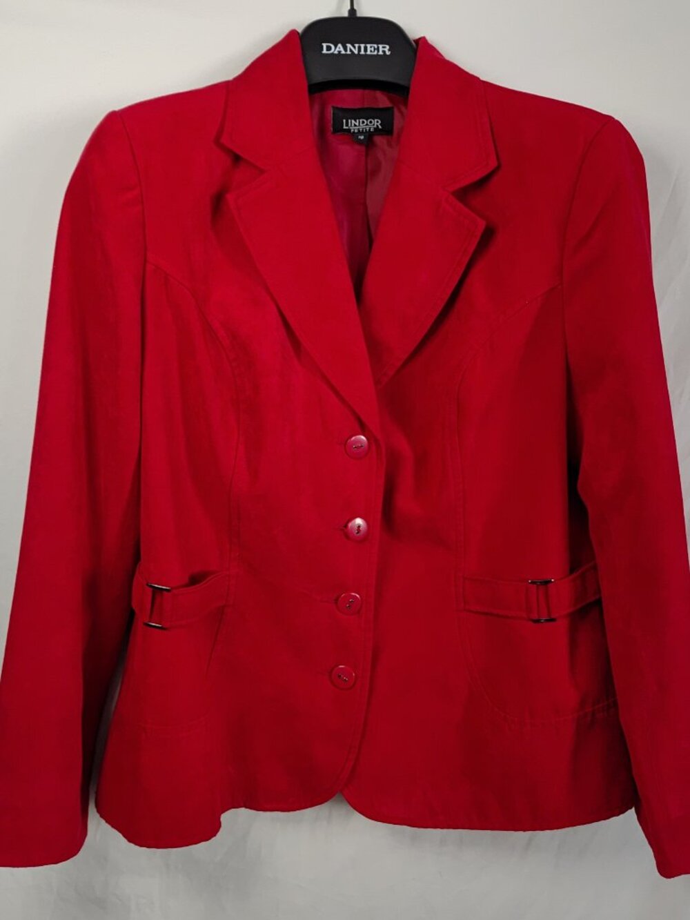 Lindor 10P Blazer Red Faux Suede Petite Size 10